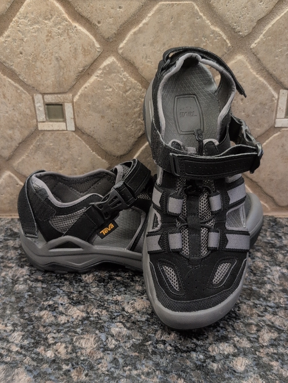 Teva Black and Gray Men's Closed-Toe Outdoor Sandals